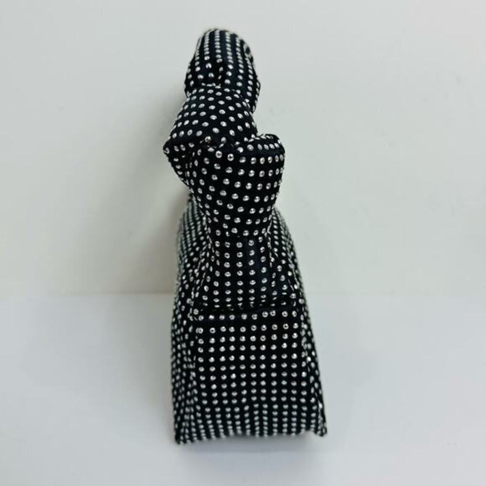 J. Crew Studded Double Knot Handbag Black and Silver Cocktail Party Glam Punk - Picture 4 of 8
